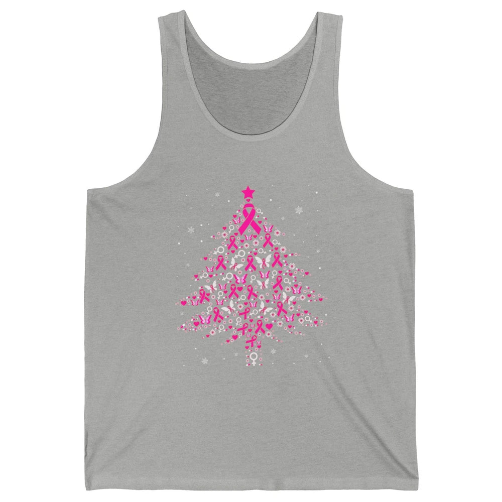 Breast Cancer Pink Ribbon Xmas Tree Breast Cancer Christmas Unisex Jersey Tank