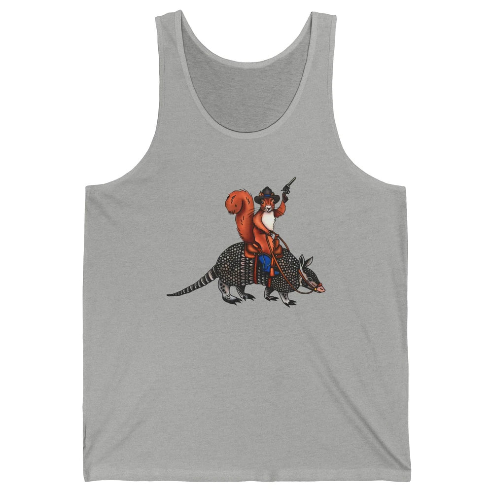 Retro Squirrel Cowboy Riding Armadillo Howdy Western Country Unisex Jersey Tank