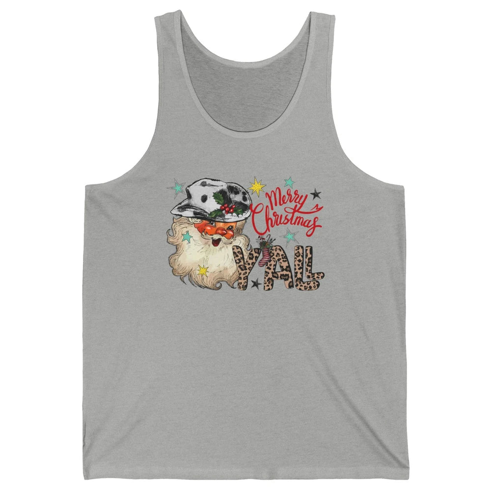 Santa Claus Merry Christmas Y'all Western Country Cowboy Unisex Jersey Tank