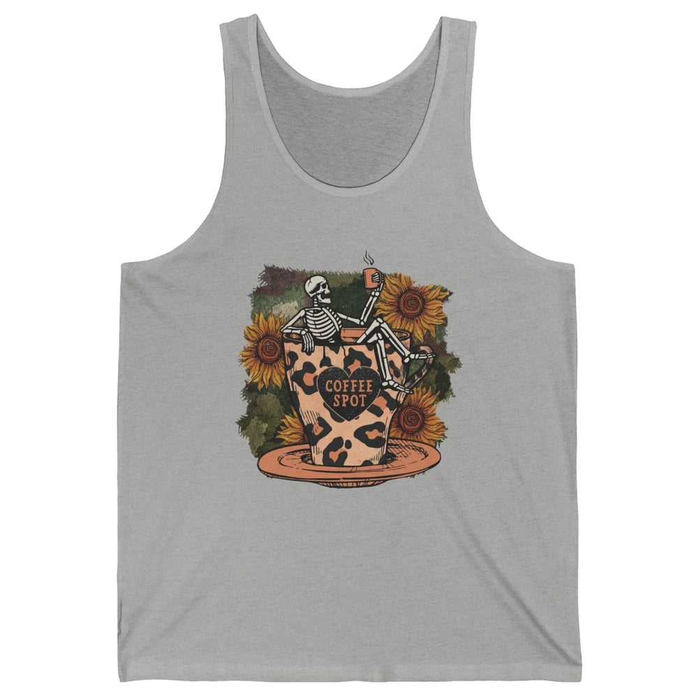 Sunflower Skeleton Dead Inside But Caffeinated Coffee Lovers Unisex Jersey Tank