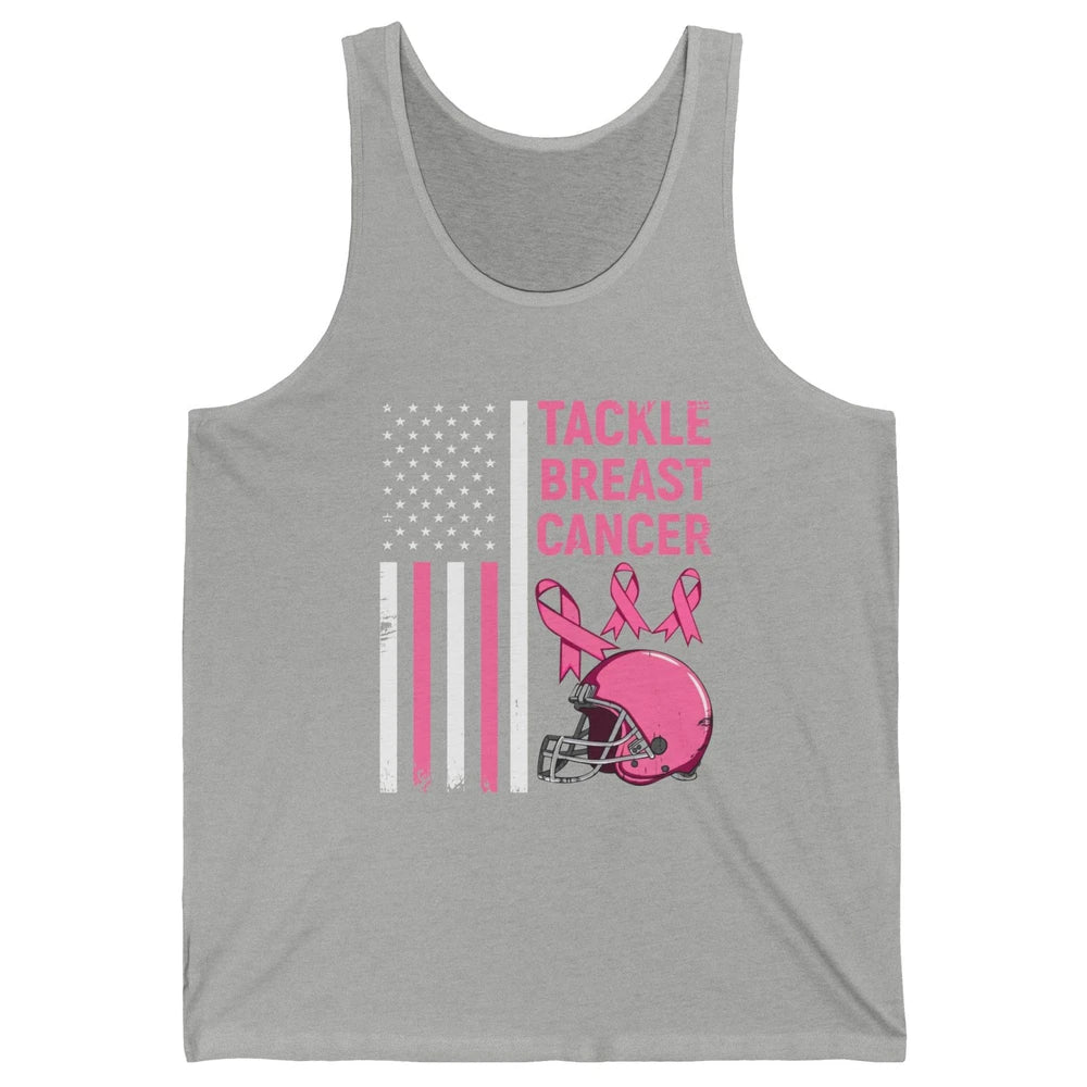 Tackle Breast Cancer US Flag Football Helmet Pink Ribbon Unisex Jersey Tank