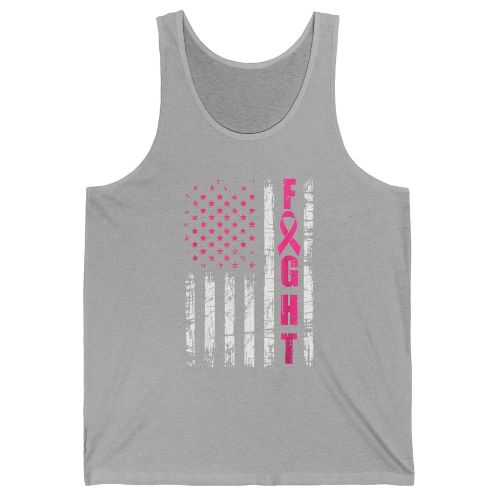 American Flag Fight Vintage Pink Ribbon Breast Cancer Month Unisex Jersey Tank