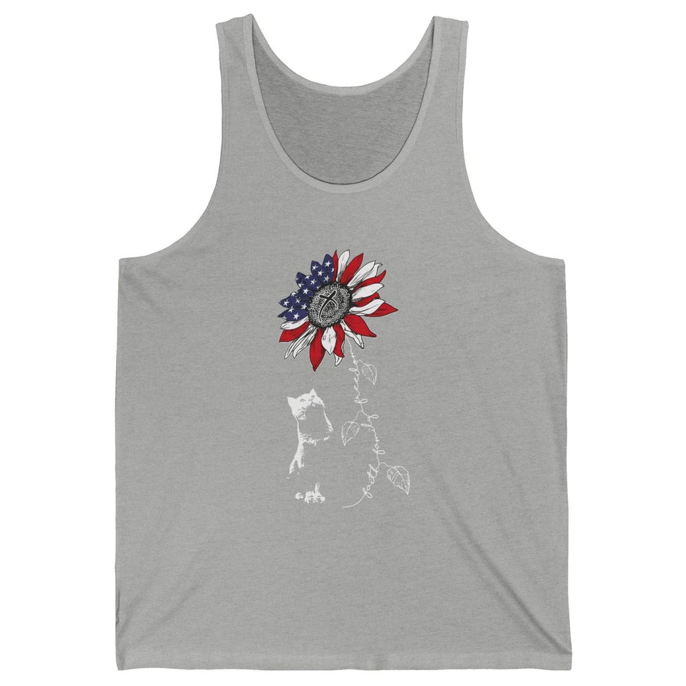 Cat Sunflower 4th Of July Patriotic Faith Family Freedom Unisex Jersey Tank