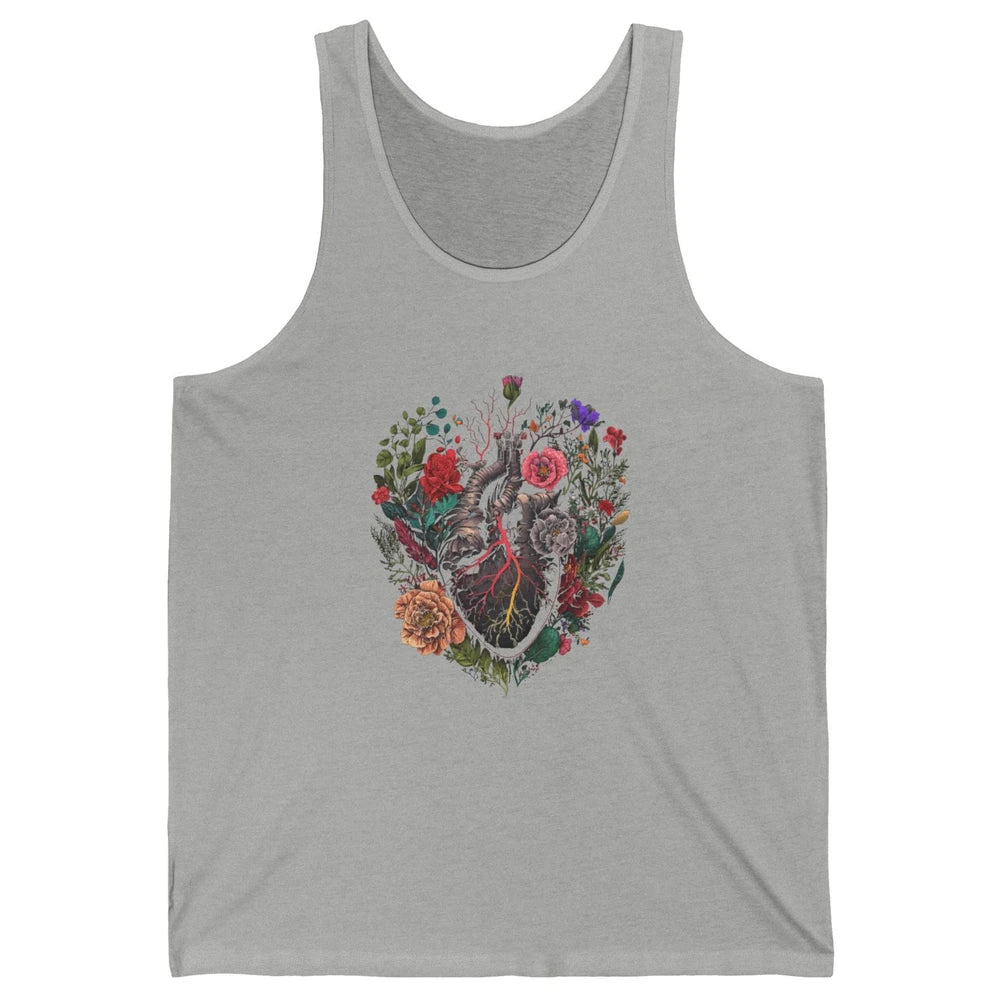 Anatomical Heart Show Your Love Anatomy Cardiologist Floral Unisex Jersey Tank