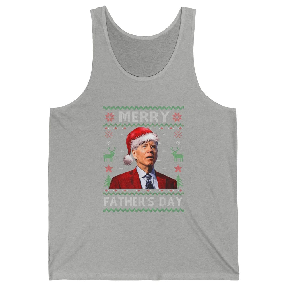 Funny Santa Hat Joe Biden Confused Ugly Christmas President Unisex Jersey Tank