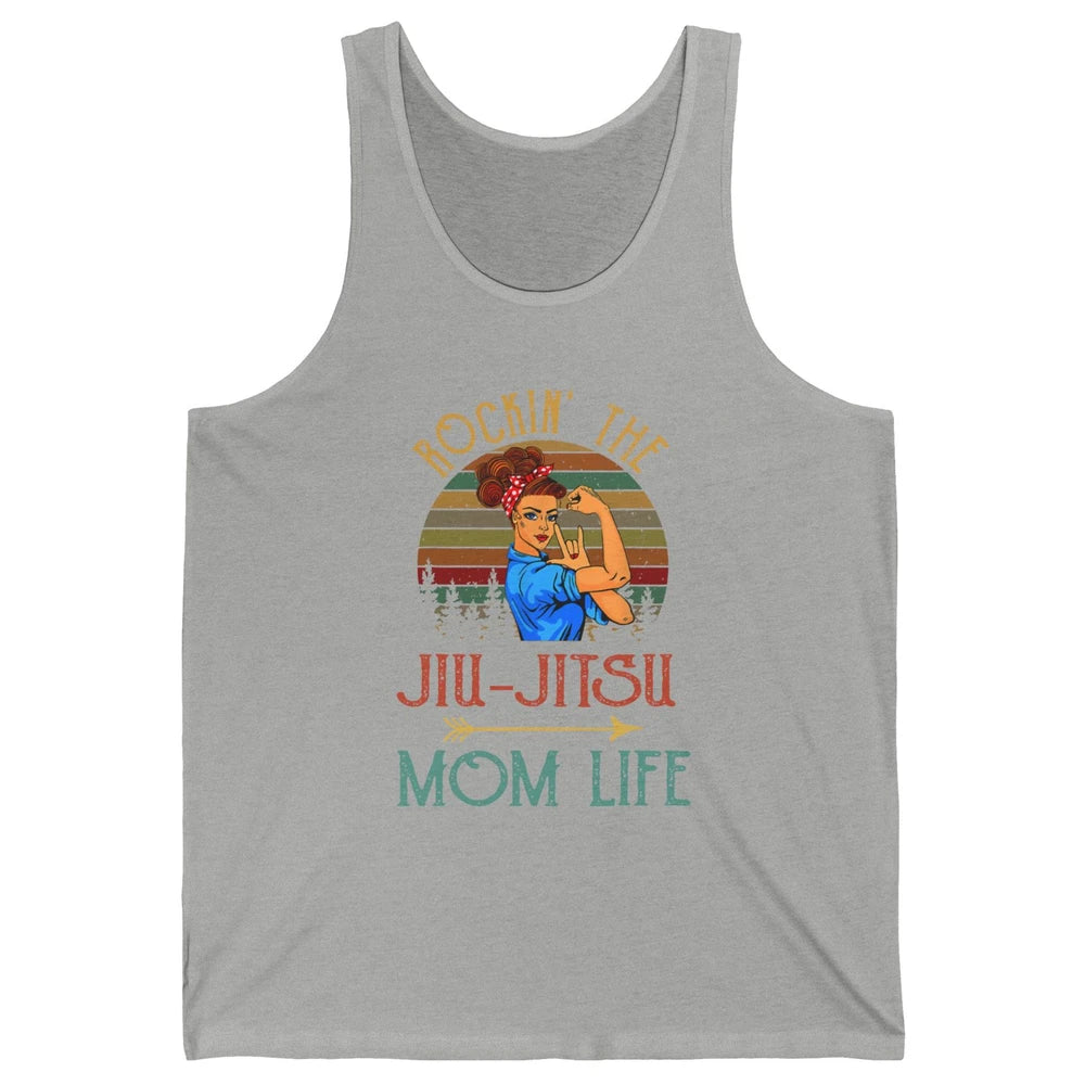 Vintage Messy Bun Jiu Jitsu Mom Life Taekwondo Martial Art Unisex Jersey Tank