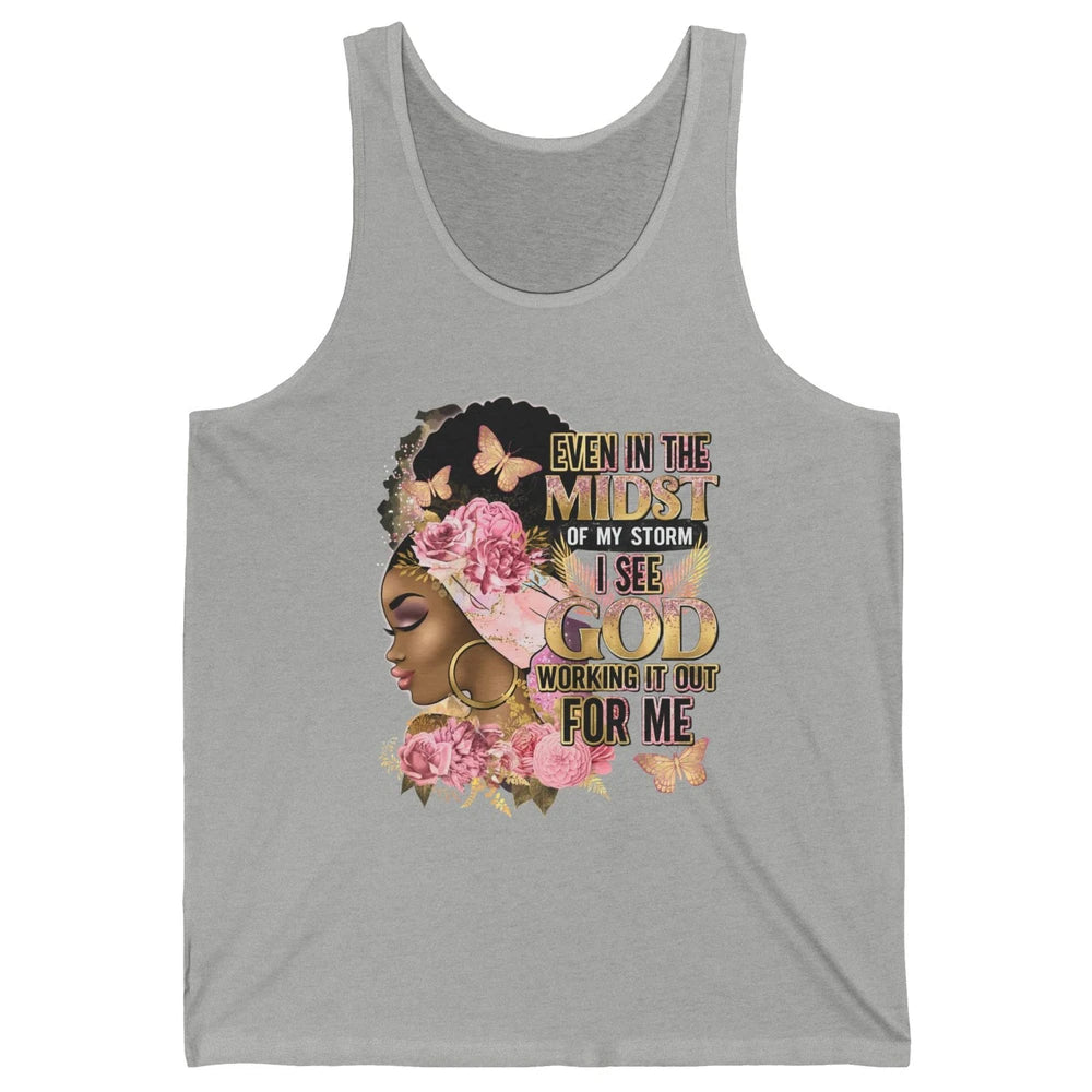 Black Girl In The Midst Of Storm Afro Woman Christian Belief Unisex Jersey Tank