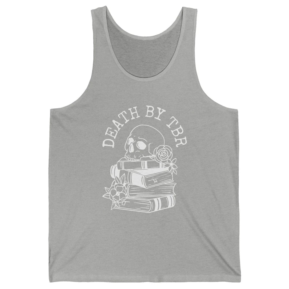 Retro Skull Books Death By TBR Book Reading Lovers Librarian Unisex Jersey Tank