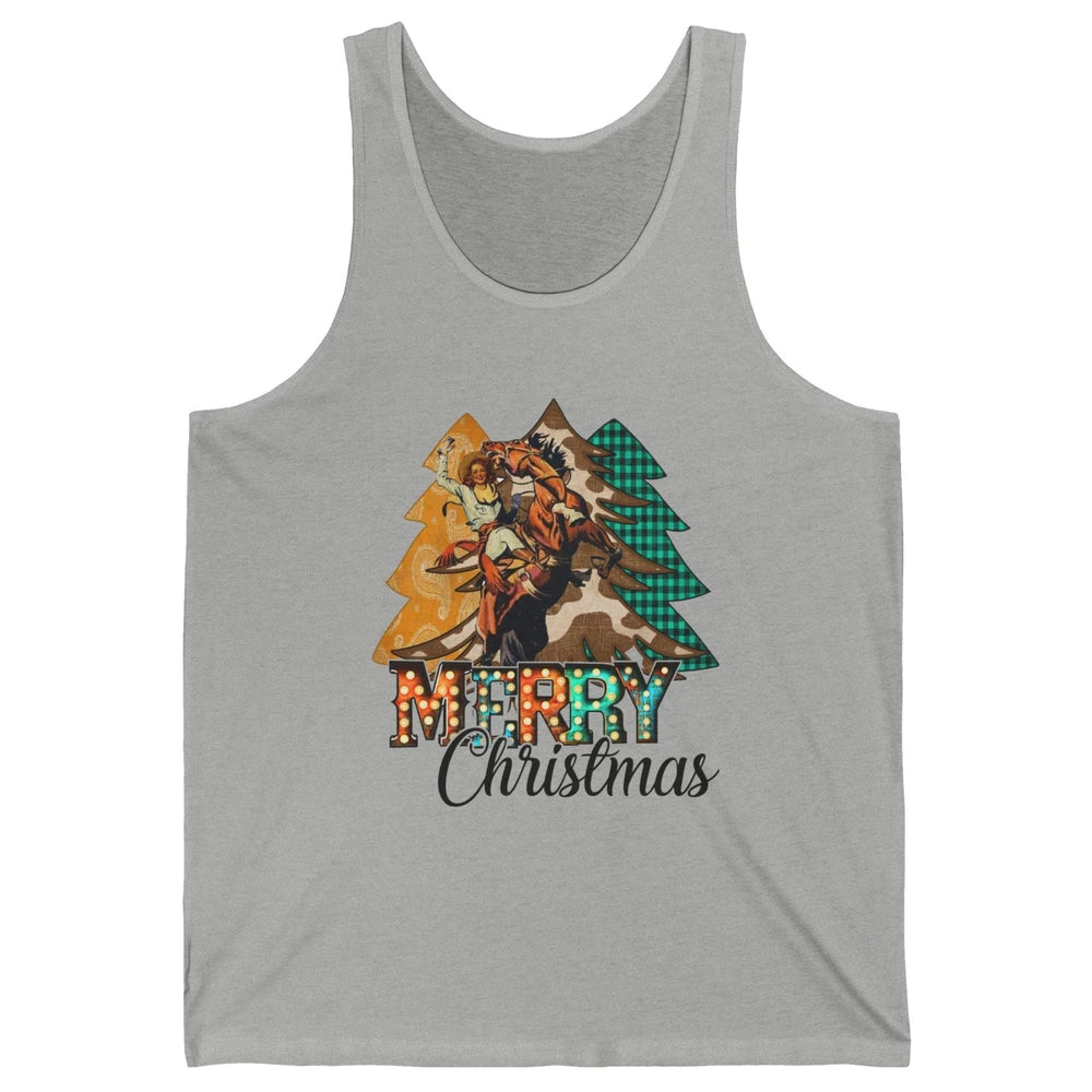 Rodeo Mom Cowgirl Christmas Tree Western Country Cowboy Gift Unisex Jersey Tank