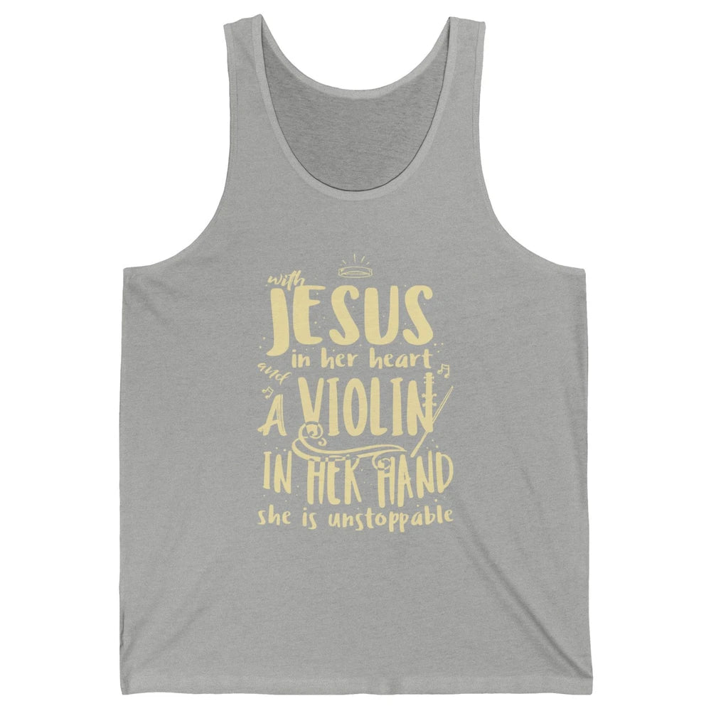 With Jesus Violin Player Retro Violinist Musical Instrument Unisex Jersey Tank