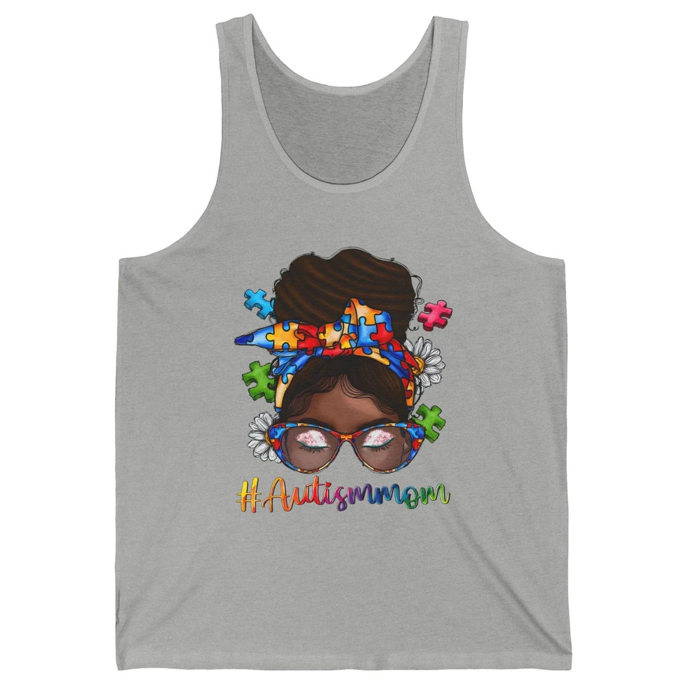 Autism Afro Mom Curly Hair American African Autism Awareness Unisex Jersey Tank