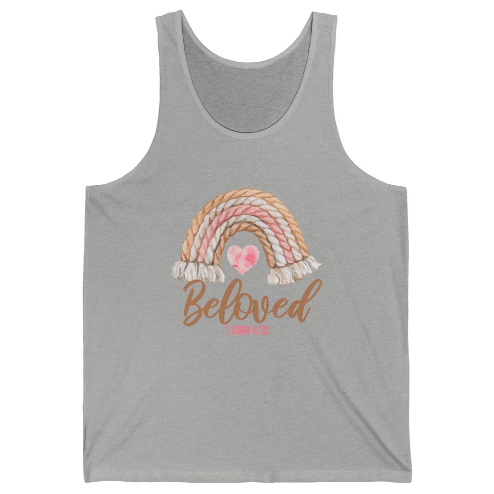 Beloved Christian Women Vintage Rainbow Bible Verse Heart Unisex Jersey Tank