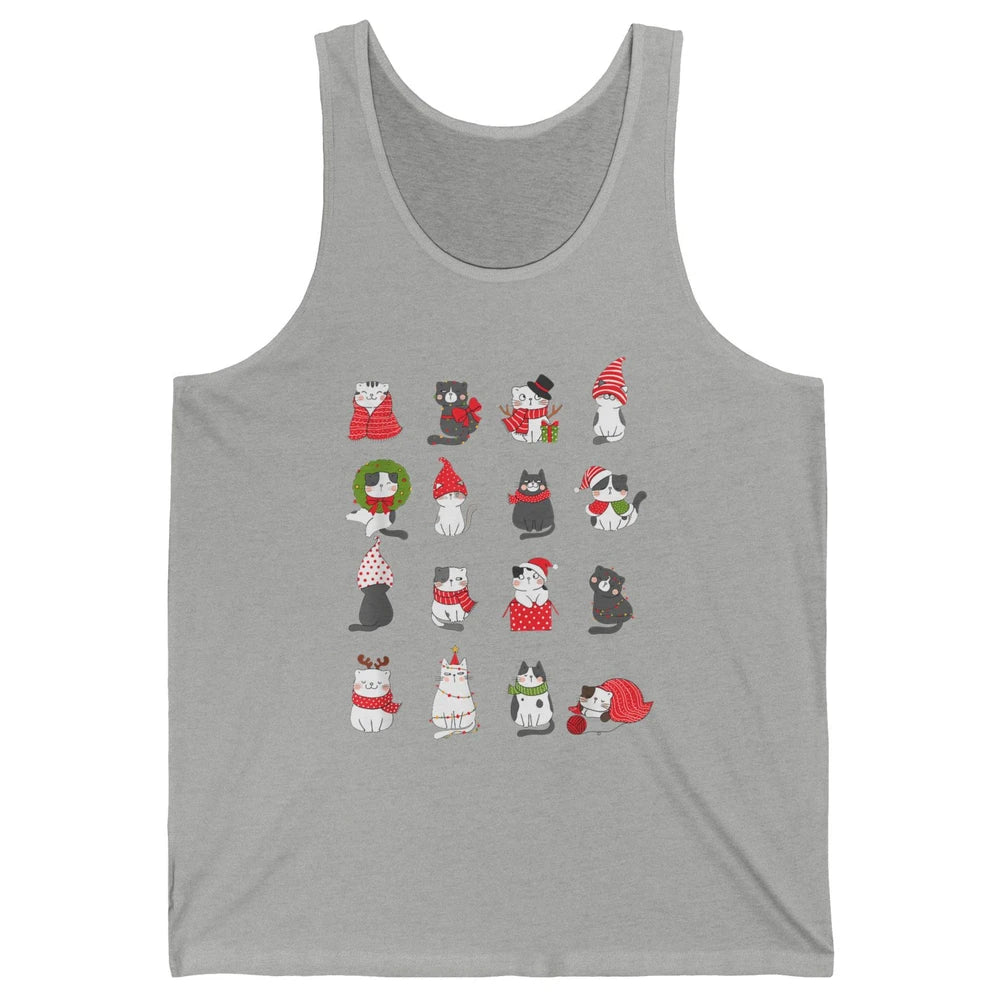 Merry Christmas Meowy Cat Cute Santa Hat Kitten Xmas Kawaii Unisex Jersey Tank