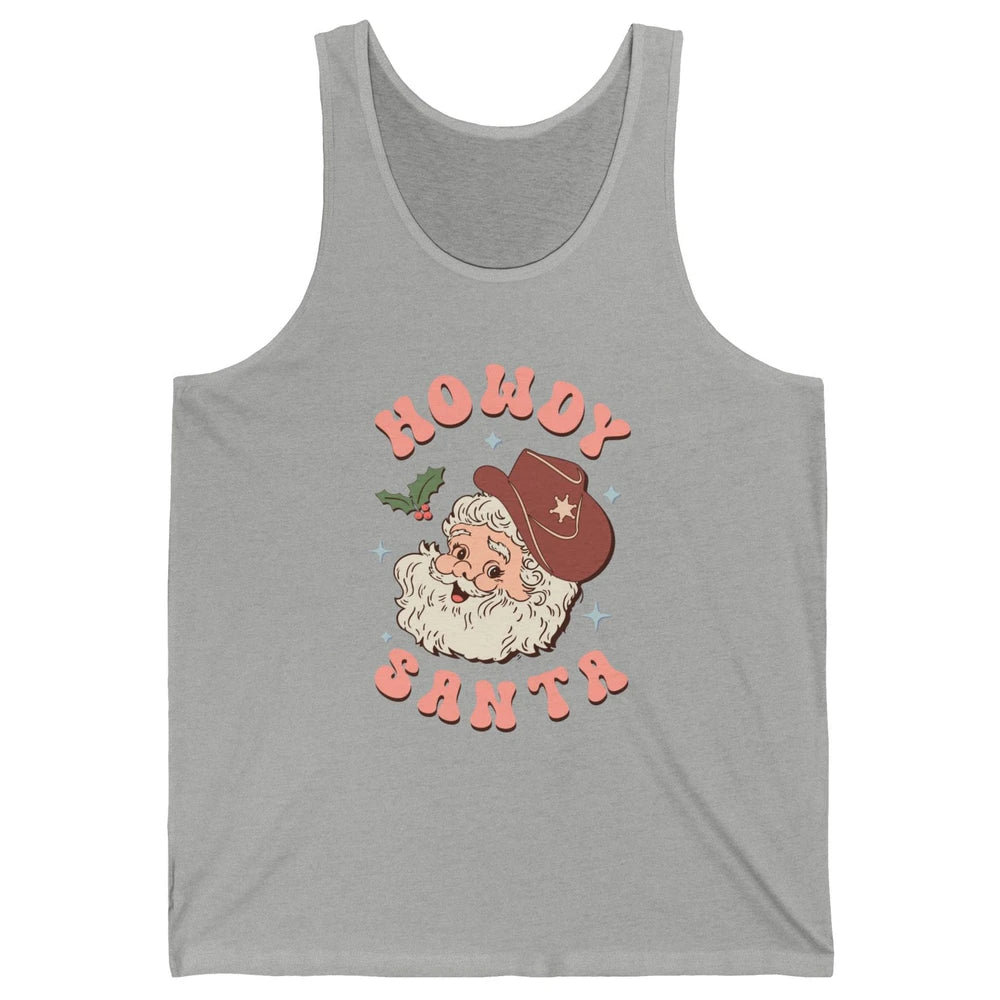 Merry Christmas Howdy Cowboy Xmas Santa Claus Cactus Western Unisex Jersey Tank