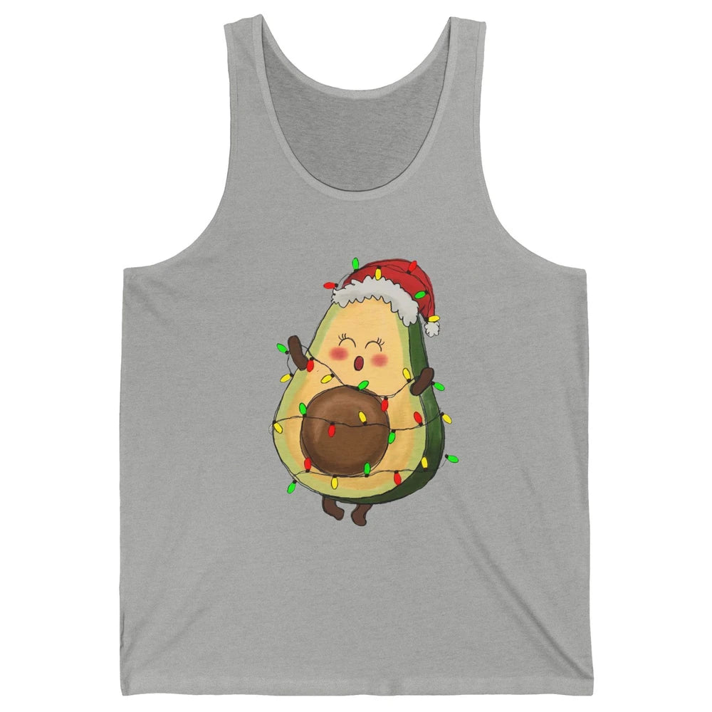 Avocado Santa Cute Avocado Christmas Lights Xmas Vegan Gift Unisex Jersey Tank