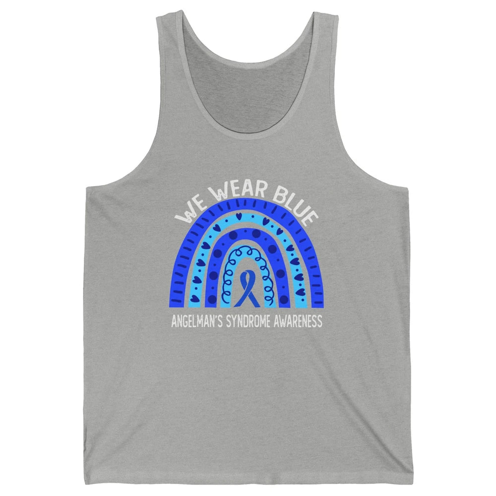 We Wear Blue For Angelman's Syndrome Blue Ribbon Rainbow Unisex Jersey Tank