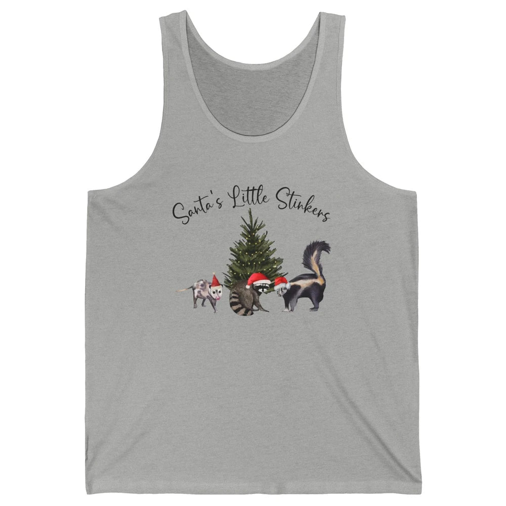 Funny Santa's Little Stinkers Christmas Raccoon Opossum Unisex Jersey Tank