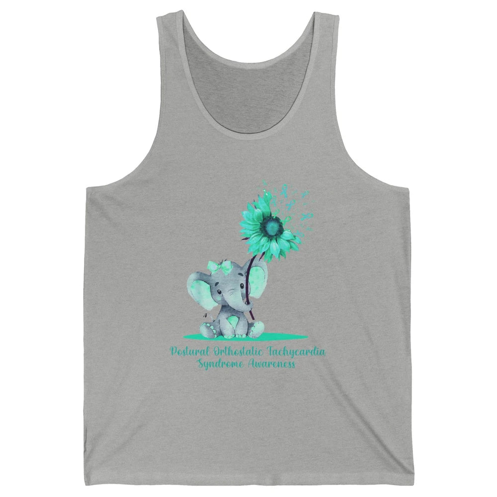 Sunflower Baby Elephant POTS Awareness Turquoise Ribbon Unisex Jersey Tank