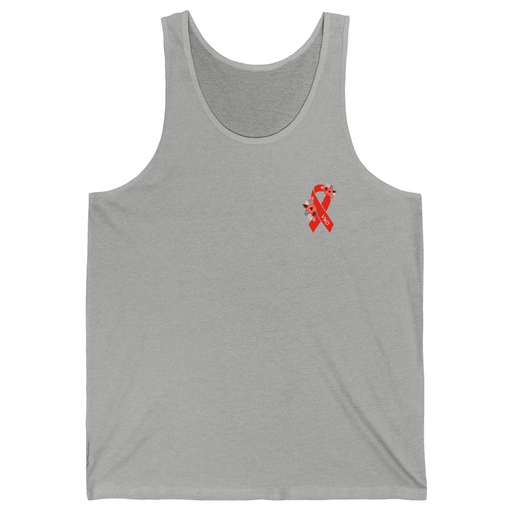 Von Willebrand Disease Awareness VWD Floral Red Ribbon Unisex Jersey Tank