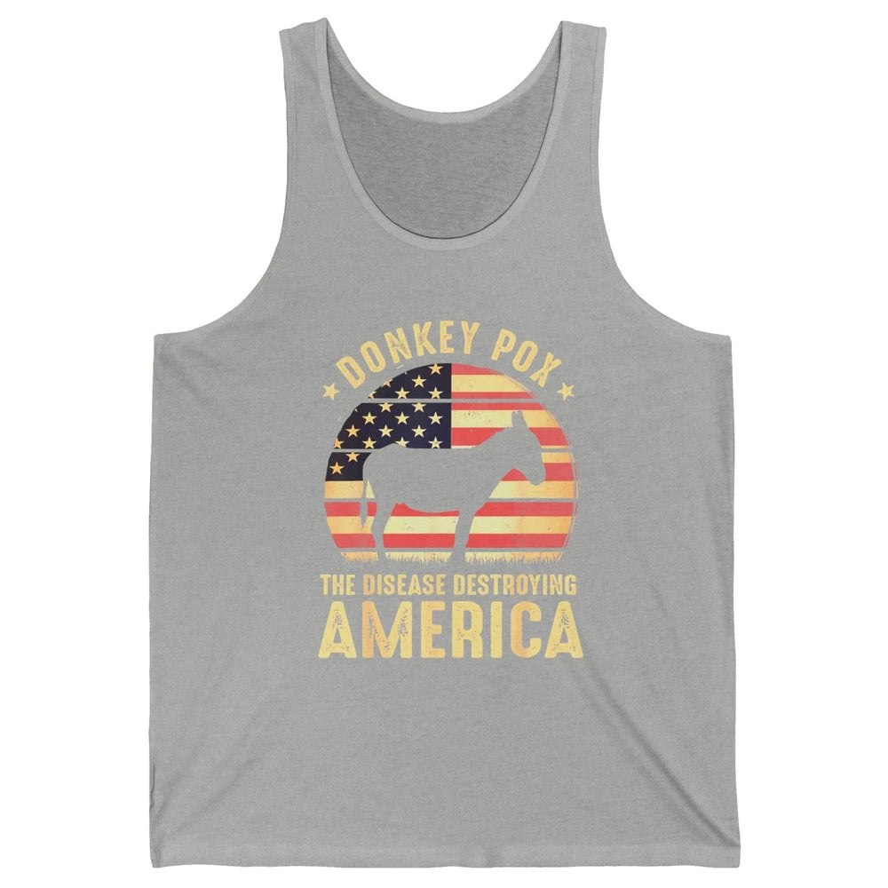 Vintage Donkey Pox The Disease Destroying America Usa Flag Unisex Jersey Tank