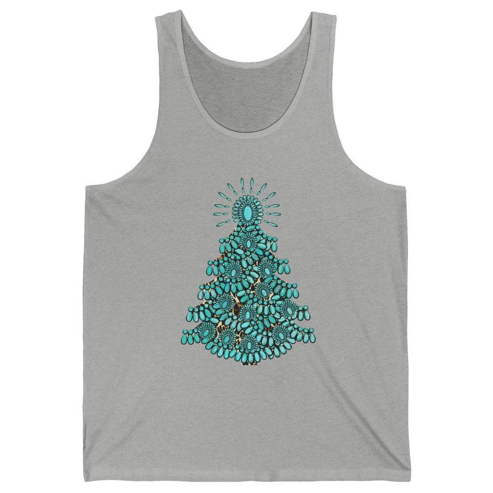 Turquoise Christmas Tree Western Christmas Country Farm Unisex Jersey Tank