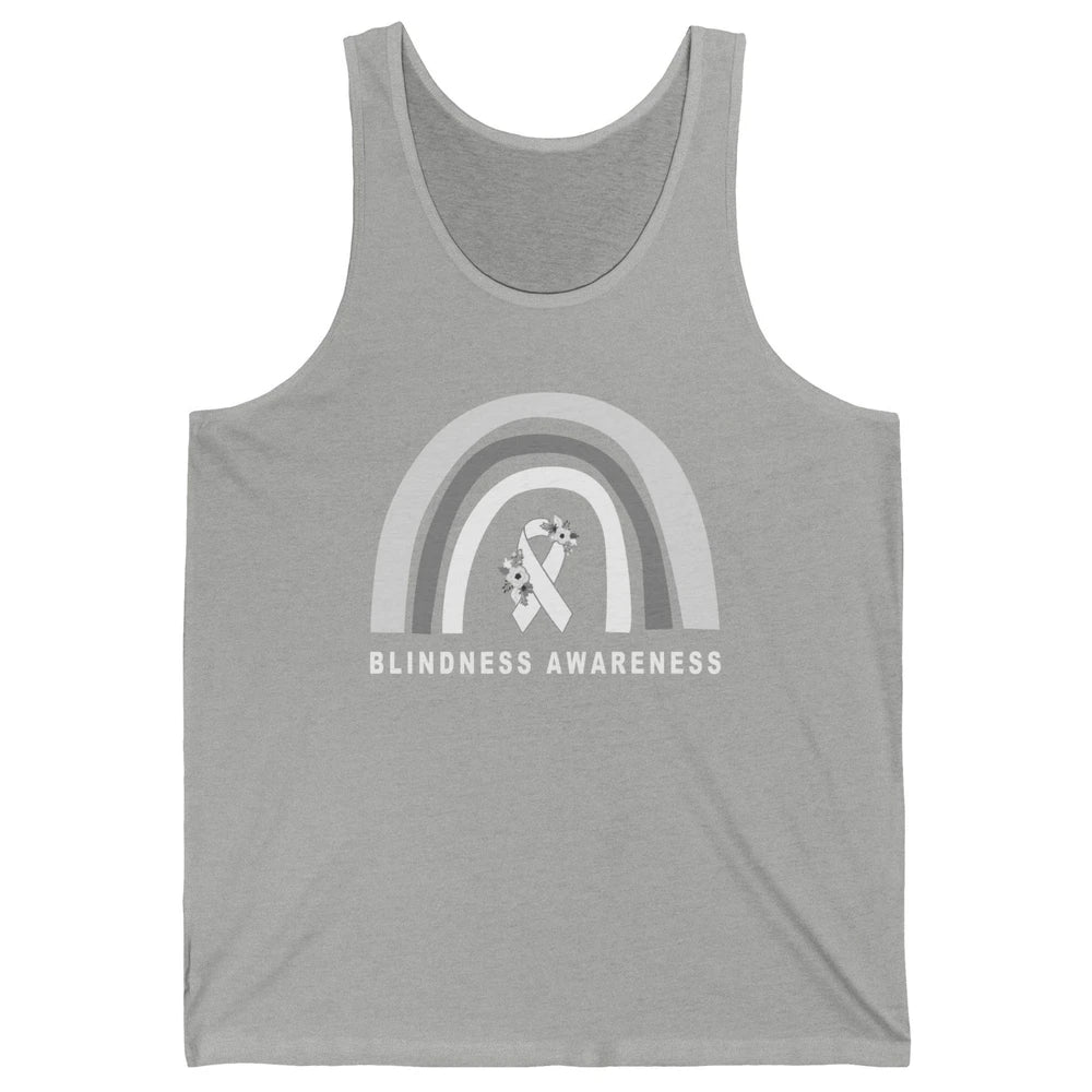 Blindness Awareness Floral White Gray Ribbon Blind Support Unisex Jersey Tank