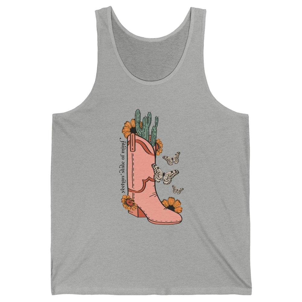 Yeehaw State of Mind Western Cowgirl Boot Desert Sunflower Unisex Jersey Tank