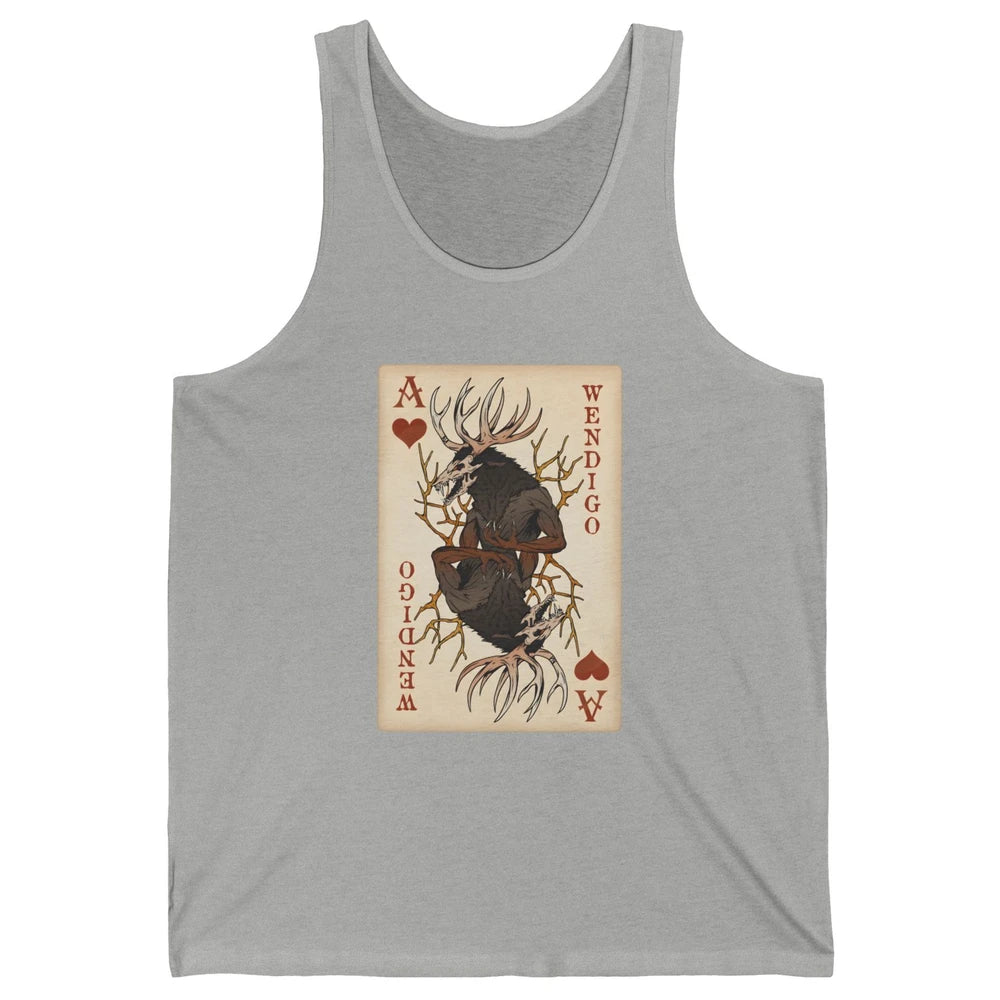 Scary Wendigo Original Cryptid Playing Card Tarot Reader Vintage Halloween Goth Unisex Jersey Tank