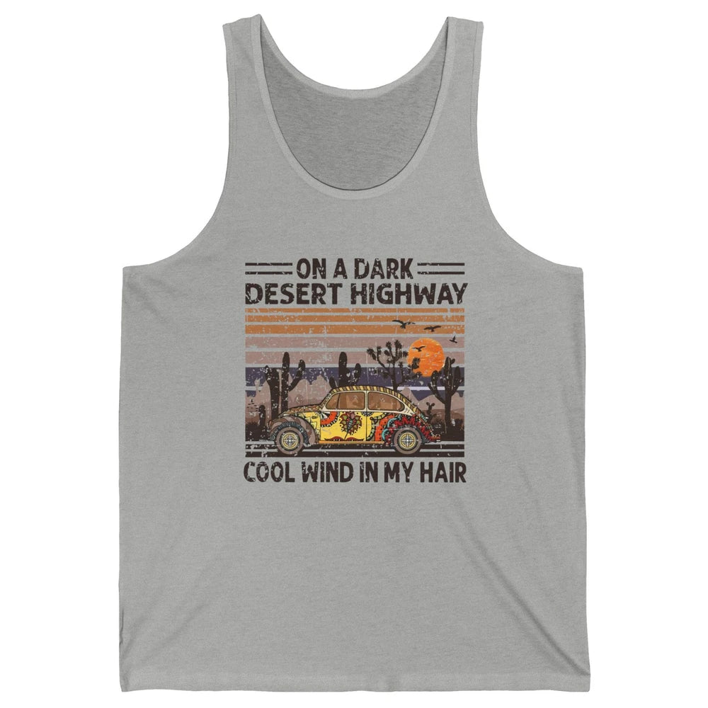 Vintage Hippie Car On A Dark Desert Highway Freedom Peace Unisex Jersey Tank