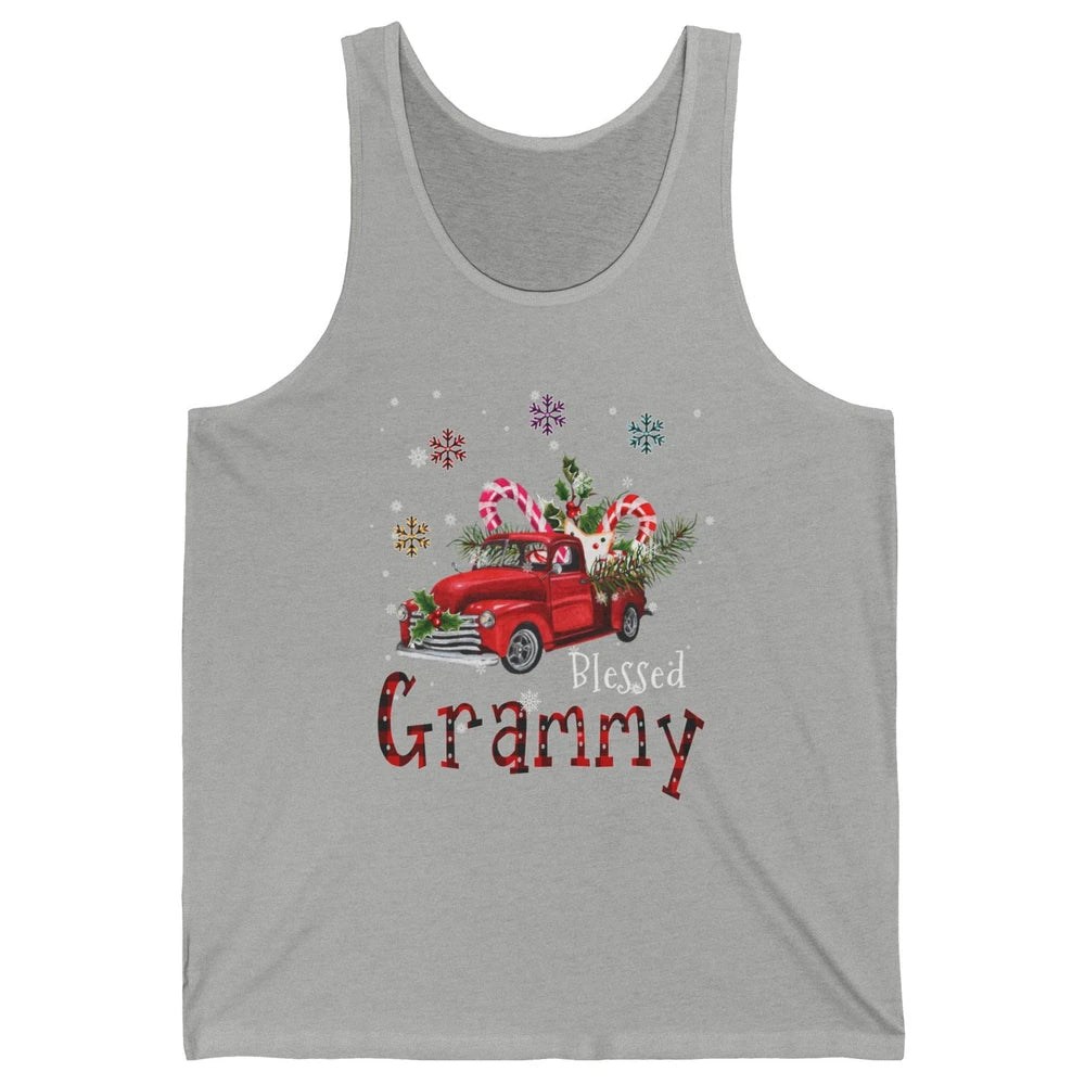 Merry Christmas Blessed Grammy Red Truck Xmas Grandma Retro Unisex Jersey Tank