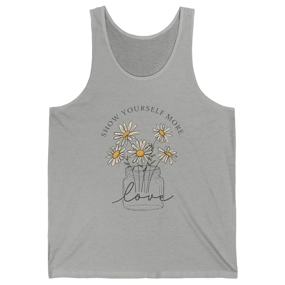 Self Love Daisy Wildflower Positive Motivation Minimalist Unisex Jersey Tank