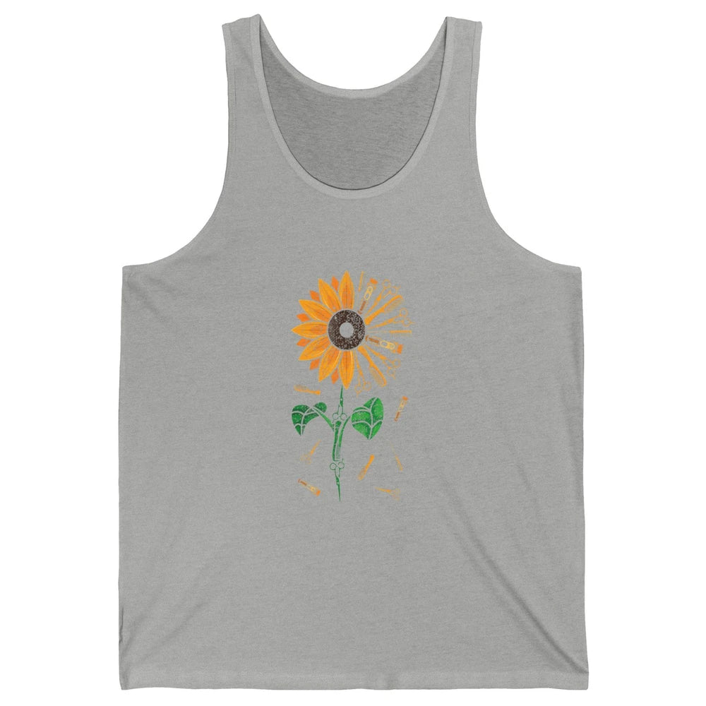 Barber Tool Sunflower Style Hairstylist Hairdresser Vintage Unisex Jersey Tank