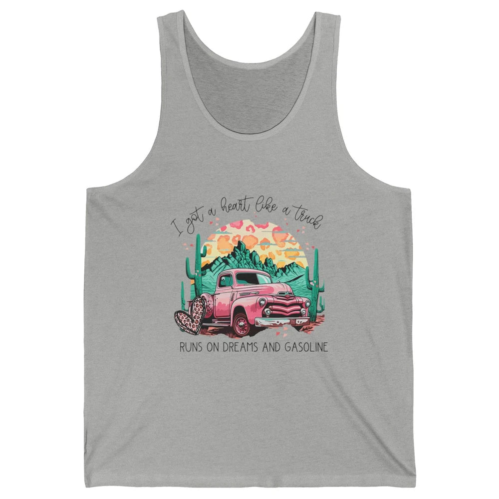 Western Sunset Cowgirl I Got Heart Like Truck Rodeo Cactus Unisex Jersey Tank