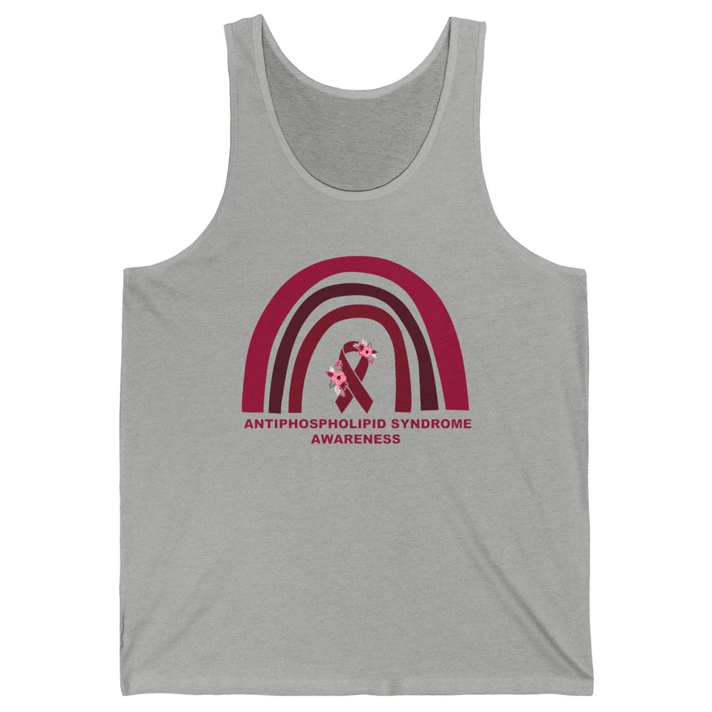 Antiphospholipid Syndrome Awareness APS Burgundy Rainbow Unisex Jersey Tank