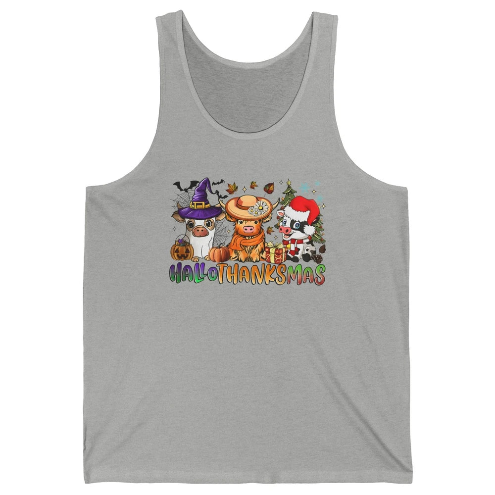 Baby Cow Pig Happy Hallo-thank-mas Fall Pumpkin Thanksgiving Unisex Jersey Tank