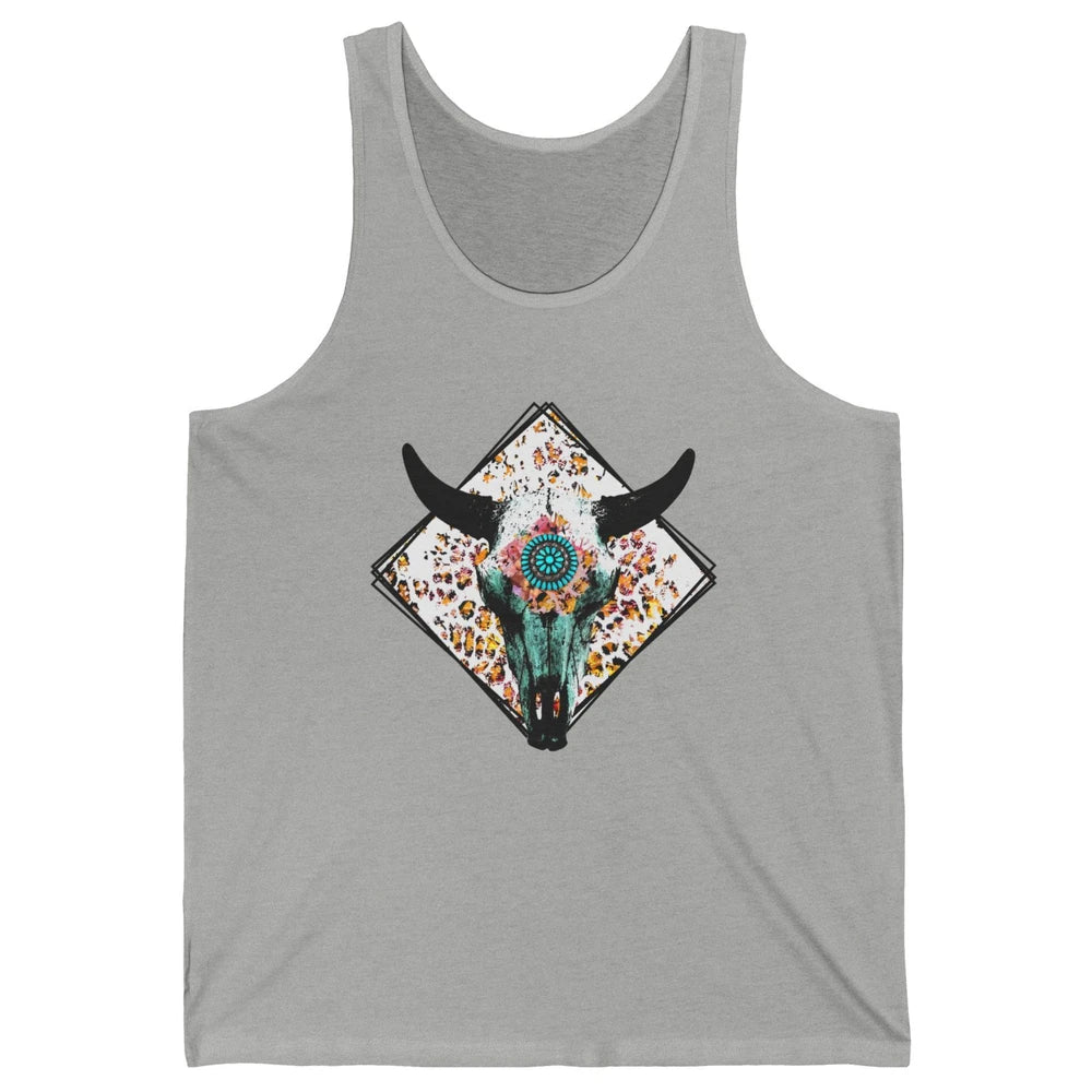 Aztec Heifer Steer Cow Skull Cowboy Gemstone Leopard Vintage Unisex Jersey Tank