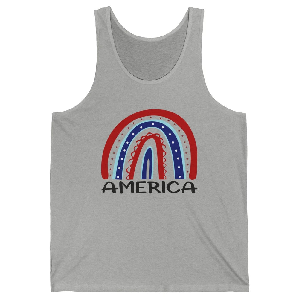 US Flag America Rainbow July 4th American Patriots Gift Unisex Jersey Tank