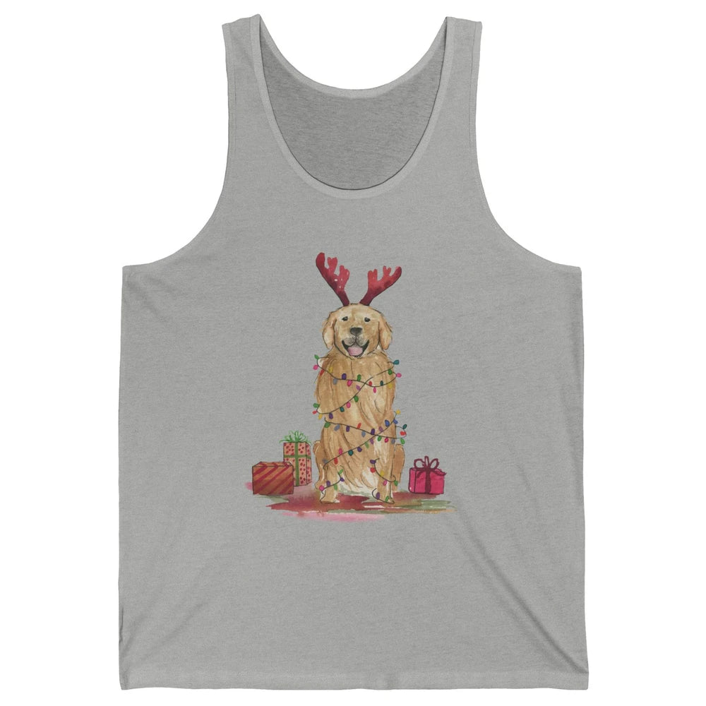 Santa Golden Retriever Reindeer Snowflake Christmas Costume Unisex Jersey Tank