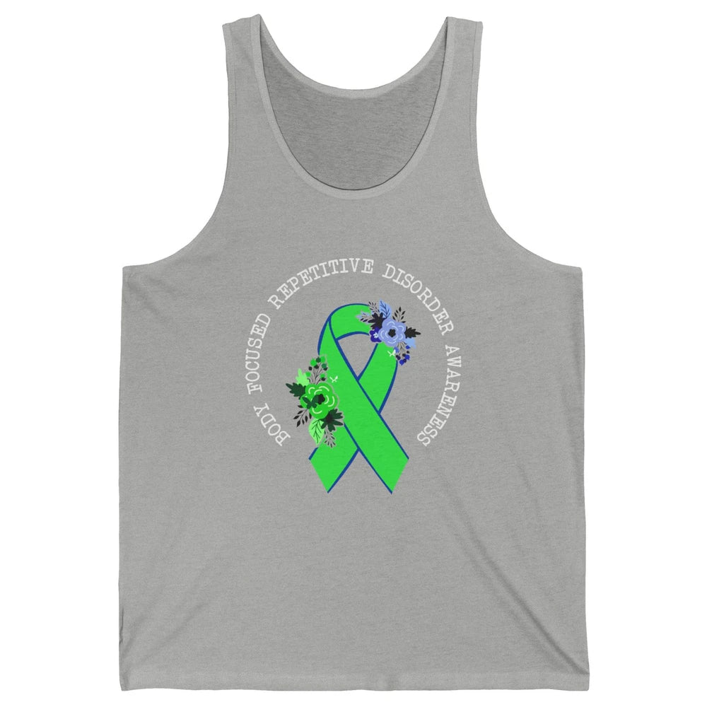 Body Focused Repetitive Disorder BFRB Floral Green Ribbon Unisex Jersey Tank