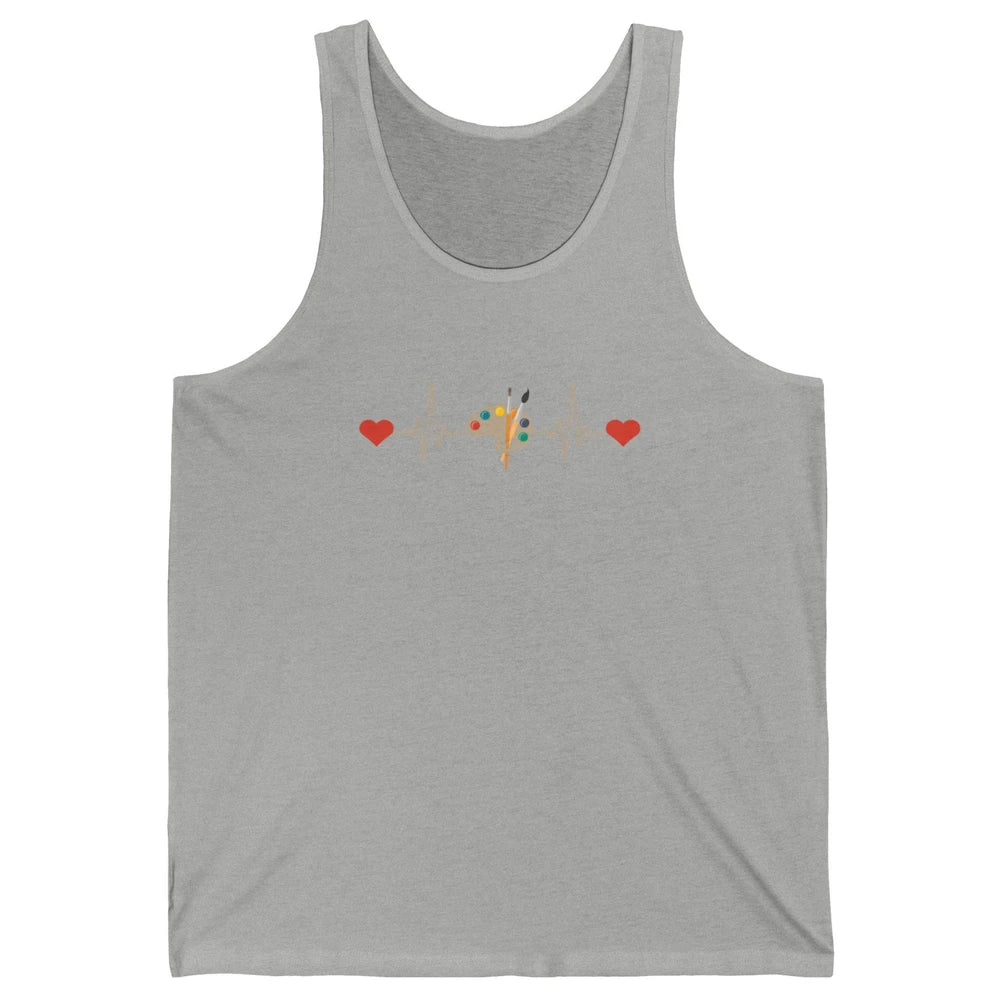 Art Paint Palette Brush Heartbeat Painter Artist Retro Paint Unisex Jersey Tank