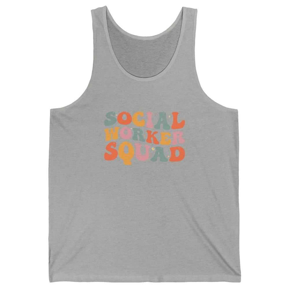 Social Worker Squad Groovy Retro Vintage Rainbow Social Work Unisex Jersey Tank