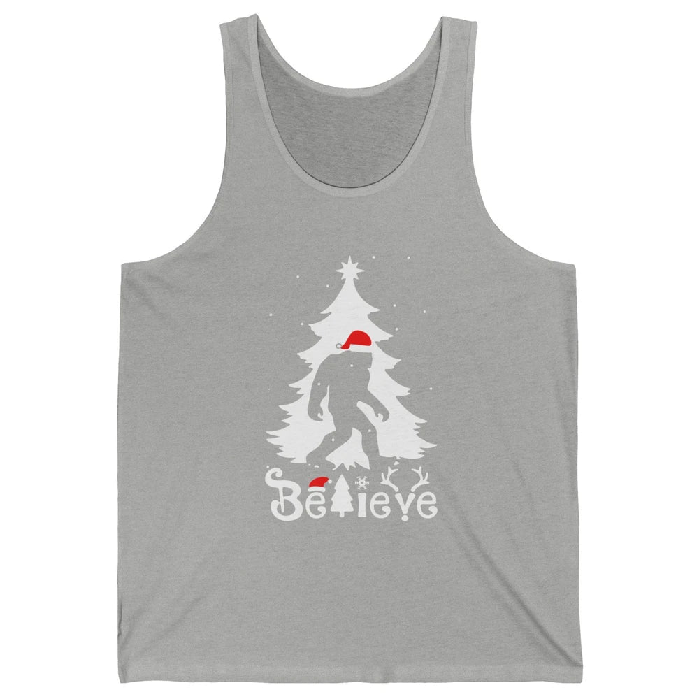 Funny Santa Bigfoot Believe Christmas Tree Sasquatch Lovers Unisex Jersey Tank