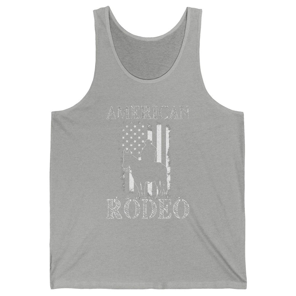 American Rodeo Cowboy Horse Bull Riding USA Flag Retro Howdy Western Country Horseback Unisex Jersey Tank