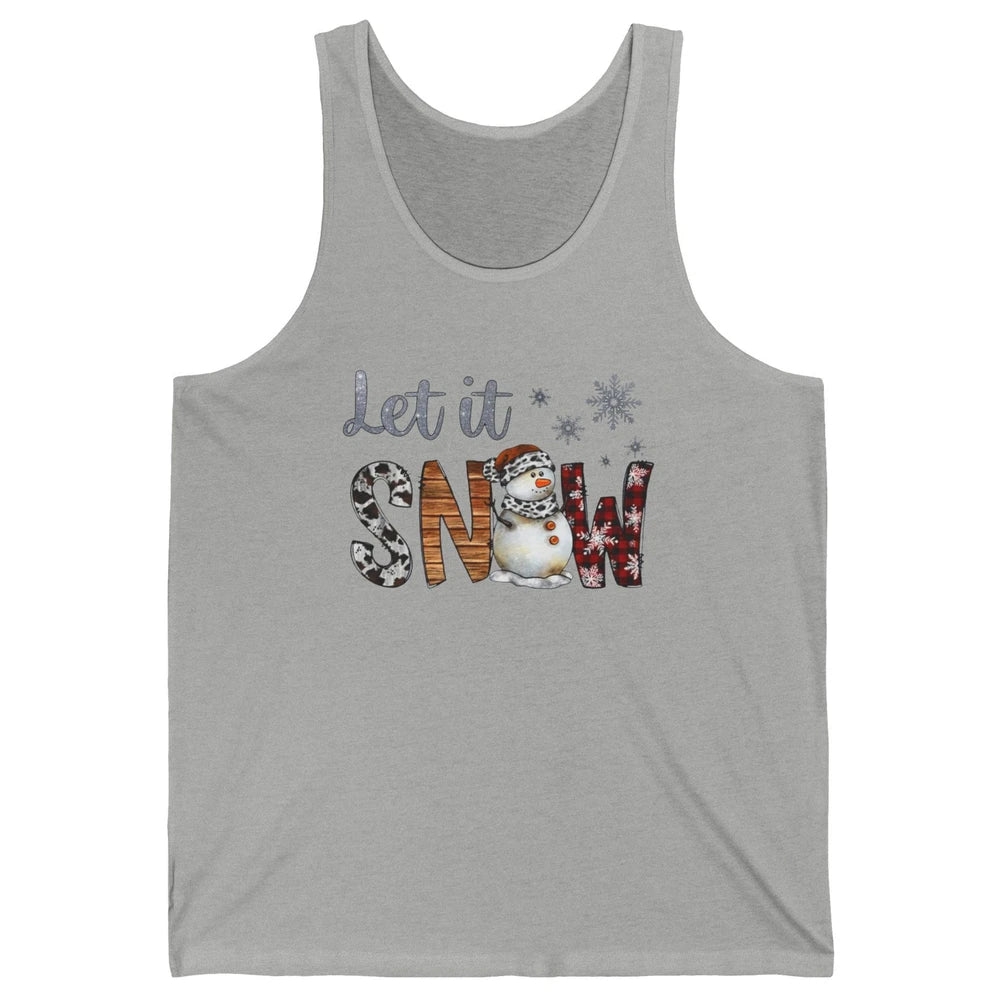 Leopard Snowman Let It Snow Snowflakes Western Christmas Unisex Jersey Tank