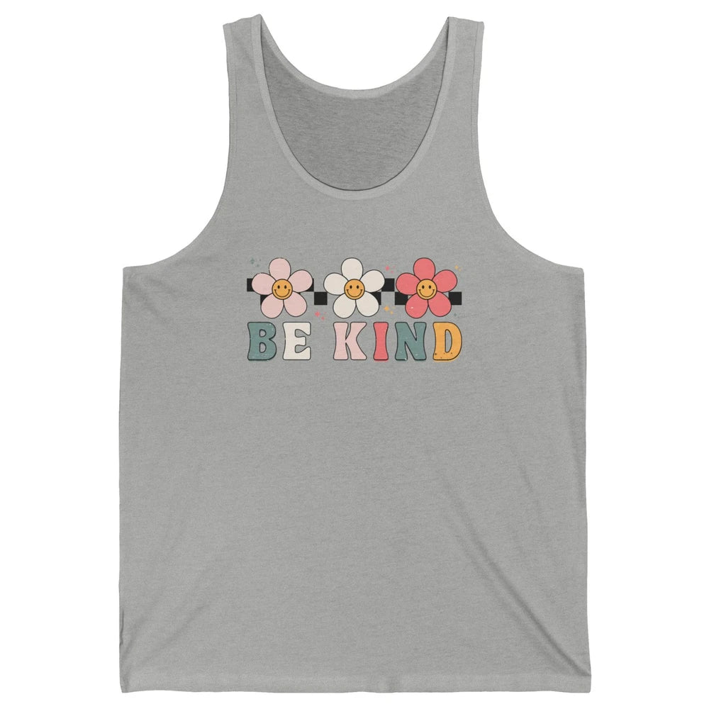 Be Kind Smiling Face Daisy Boho Mental Health Matter Retro Unisex Jersey Tank