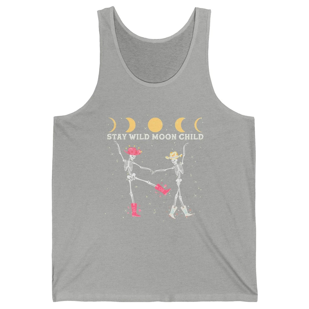 Skeleton Dancing Cowboy Stay Wild Moon Child Western Country Unisex Jersey Tank