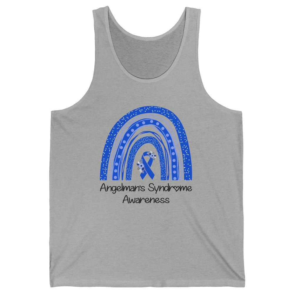 We Wear Blue Angelman's Syndrome Floral Blue Ribbon Rainbow Unisex Jersey Tank