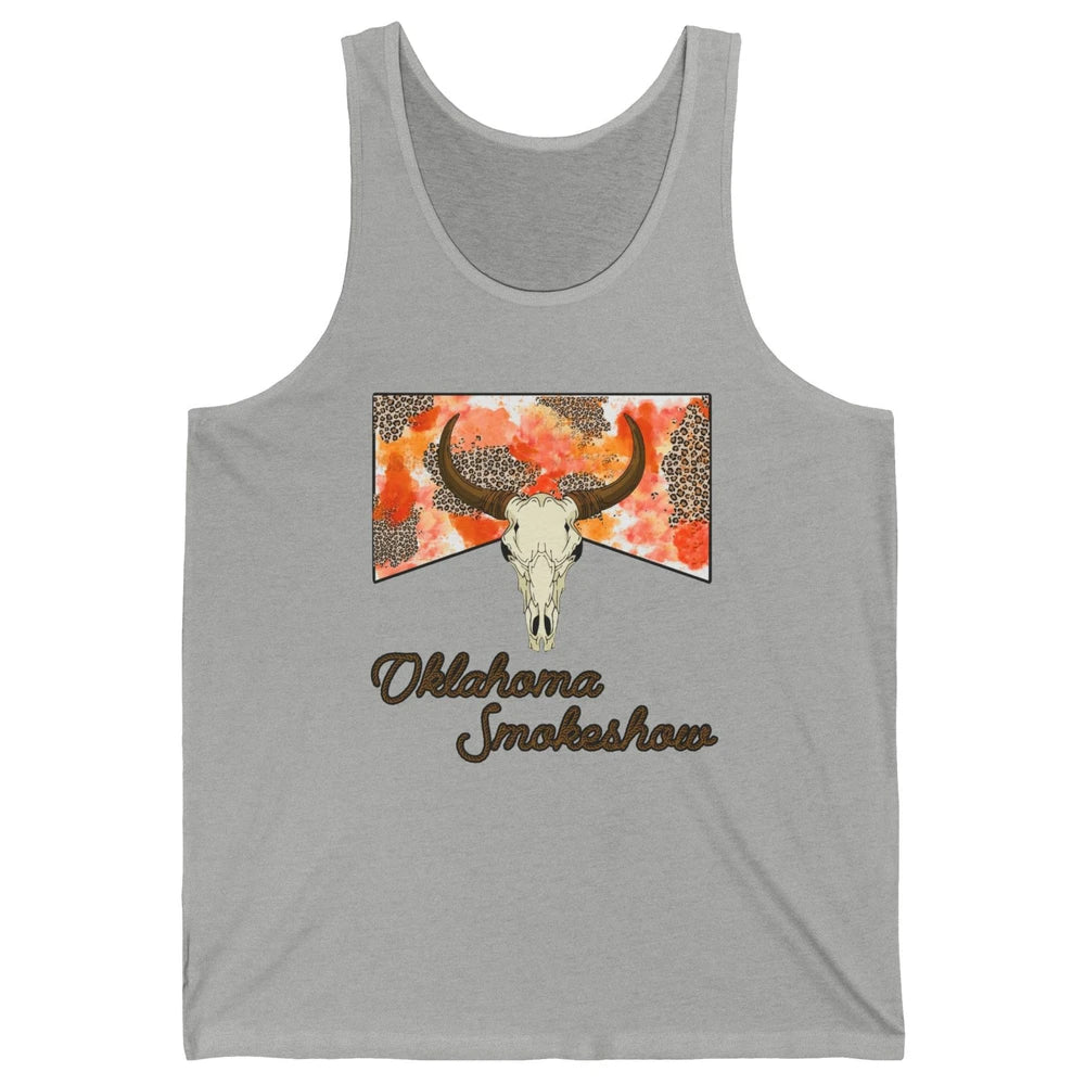 Boho Bull Skull Cow Print Oklahoma Smokeshow Western Country Unisex Jersey Tank