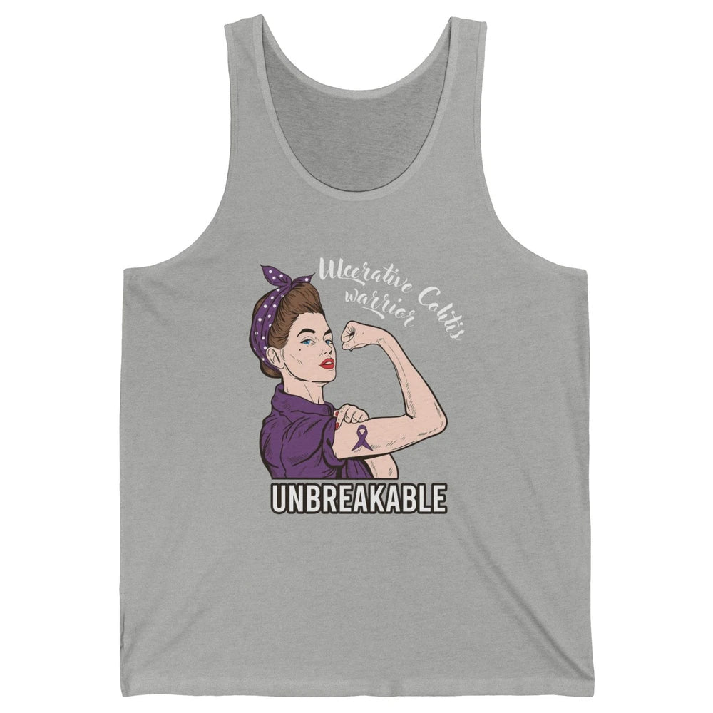 Ulcerative Colitis Warrior Unbreakable With Strong Woman Unisex Jersey Tank