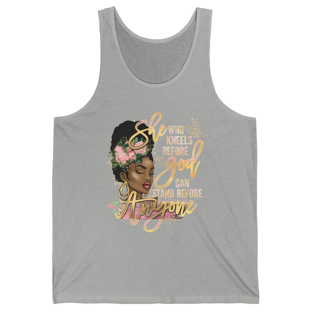 Black Girl She Who Kneels Before God Christian Afro Women Unisex Jersey Tank